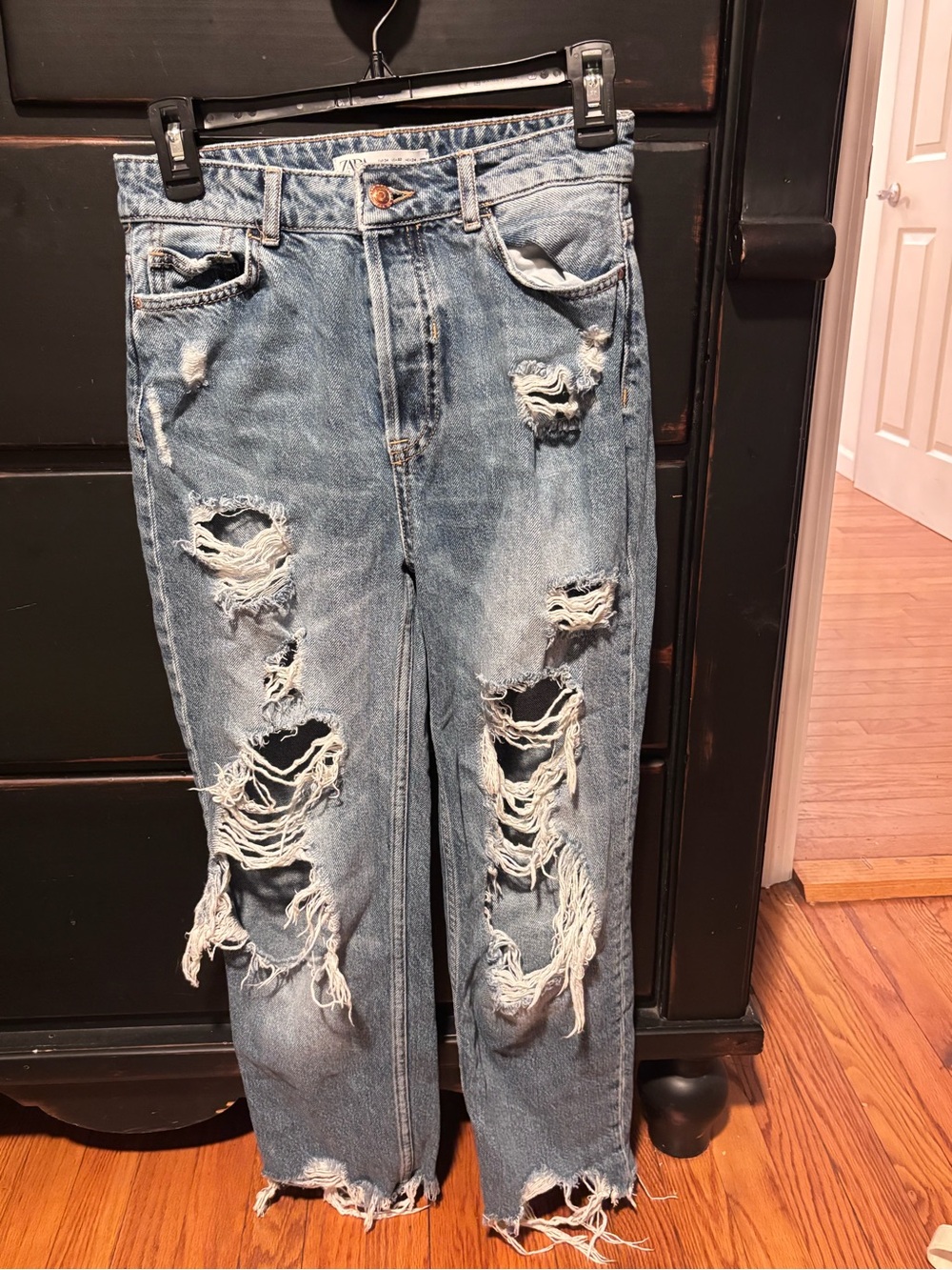Zara Distressed Blue Ripped Jeans